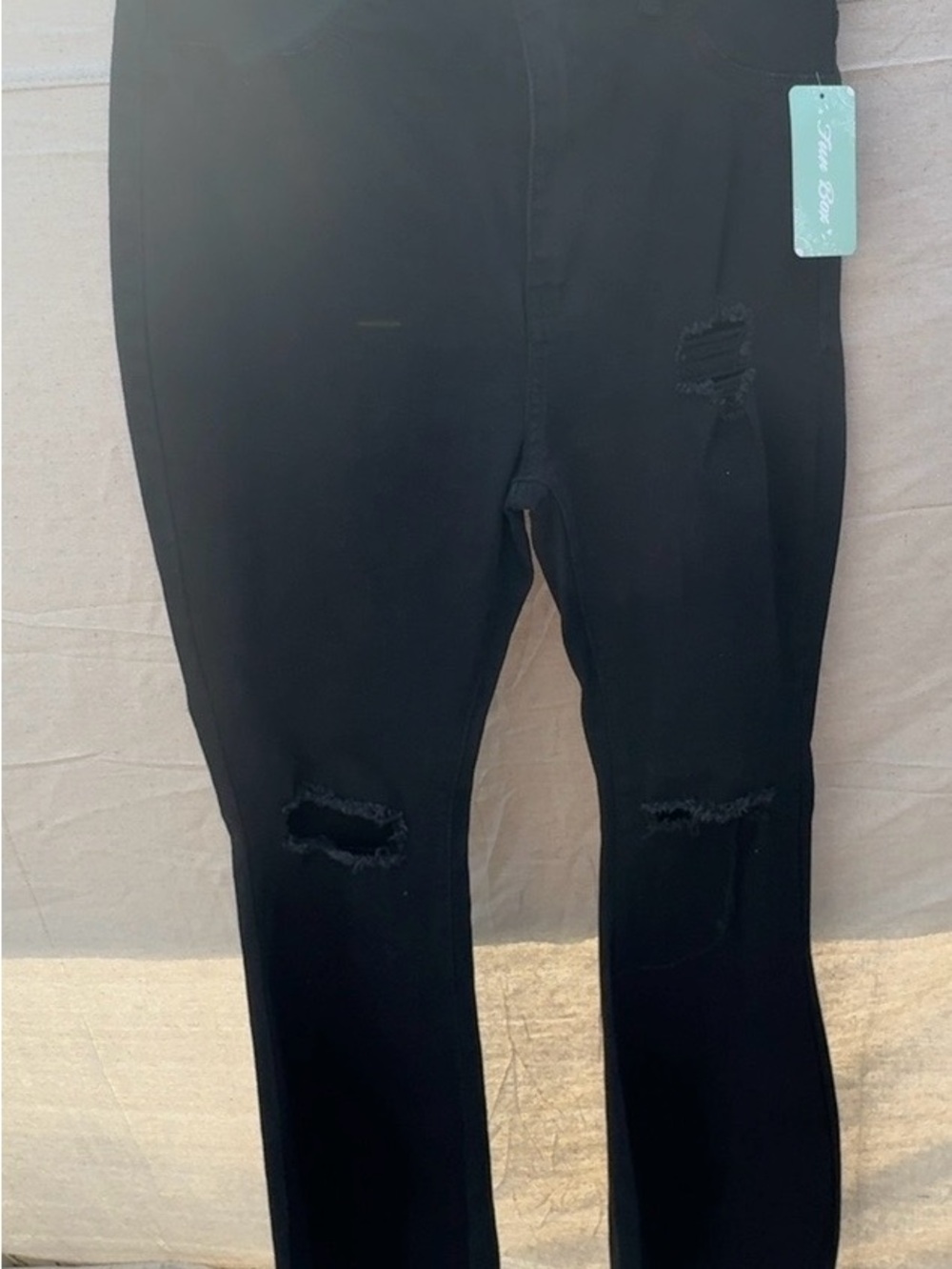 NWT Lover Brand Black Flare Jeans Distressed Frayed Hem 27x32